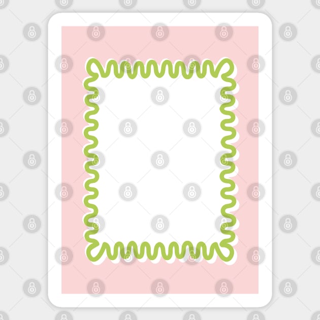 Wavy Lines - White Pink Green Sticker by Colorable